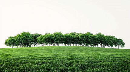 Picture the lush greenery of a sprawling grass field, contrasting elegantly with a clean white background. 