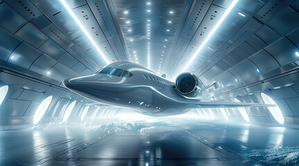 Fototapeta premium Futuristic space tourism. airplane. Generative AI.