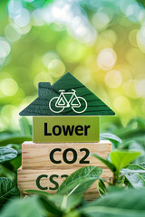 Energy efficiency rating labels promoting low consumption and efficient products to reduce carbon footprint. Lower CO2 emissions with efficient home and appliances. Green eco-friendly business, with w