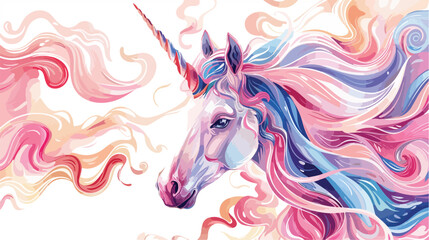 Obraz na płótnie Canvas Greeting card with unicorn on a white background Vector