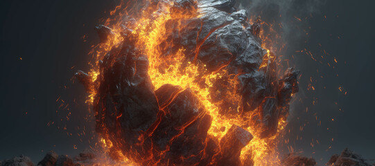 fireball energy, rock, flame 28 - obrazy, fototapety, plakaty