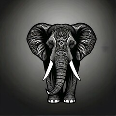 Obraz premium Elephant Logo Templates flat desain ,background black