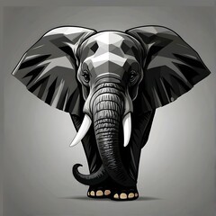 Elephant Logo Templates flat desain ,background black