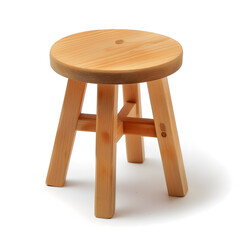 Simple wooden stool isolated on white background