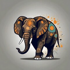 Obraz premium Elephant Logo Templates flat desain ,background black