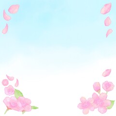 空と桜の正方形の背景