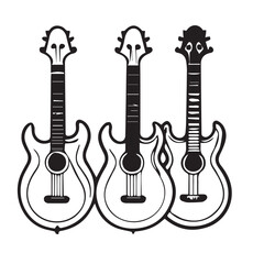 guitar line color vector design illustration