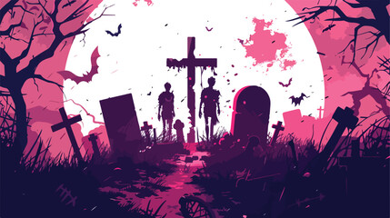 Halloween background with zombie and walking dead cem