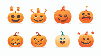 Halloween Emoji Cracked Characters Illustrations flat