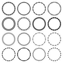 Vector collection of round narrow and thin black frames - obrazy, fototapety, plakaty