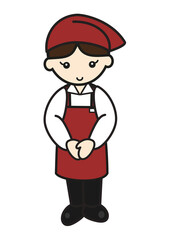 手を組む女性店員