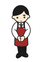 手を組む男性店員