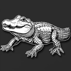 Naklejka premium A detailed line drawing of an alligator.