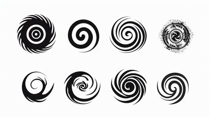 various editable spiral stroke collection Vector