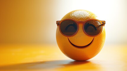 a cool sunglasses emoji against a sunny yellow backdrop, in stunning 8k full ultra HD.