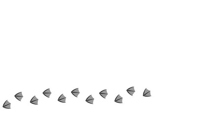 Footprints of bird, Traces of a Duck. Cartoon  funny paws along the path. Footprints walking bird on a trajectory of movement. Animation of  Paw trail prints of Goose on white background. 4K.
