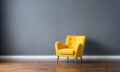 Yellow Armchair in Modern Scandinavian Interior Mockup
