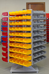 Storage Organizer Rotating Tower With Plastic Bins and Trays