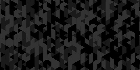 Vector geometric seamless technology gray and black triangle background. Abstract digital grid light pattern black Polygon Mosaic triangle Background, business and corporate background.