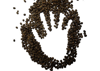 Coffee bean hand on white background 