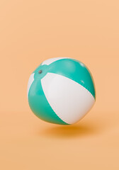 Inflated Beach Ball Floating on Peach Background