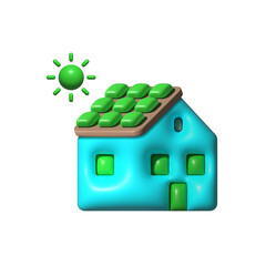 Solar energy, solar battery, eco energy 3d vector icons. house, solar, panel, 3D, icon, home, energy, green, electricity, roof, solar system, installation, system, sunlight, vector icon 3D icons.