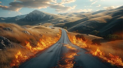 A wide smooth road leading to the gates of hell, alongside a narrow winding road up a hill leading...