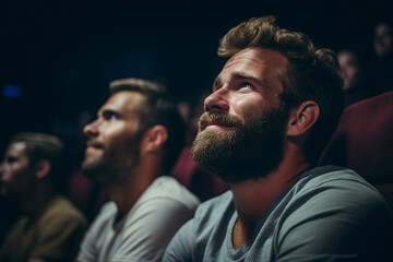 Obraz premium Picture of people watching 3d movie film created generative AI technology