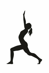Fototapeta na wymiar Vector silhouette of woman doing exercises.