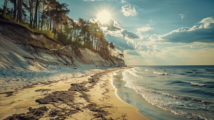 Stunning beach on peninsula Hel, Baltic Sea in Poland, Europe 