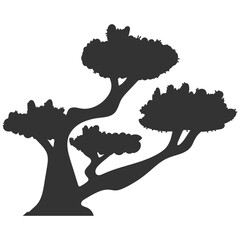 Bonsai black silhouette vector illustration isolated on a white background.