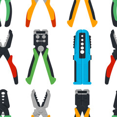 Cable wire stripper tools vector cartoon seamless pattern.