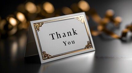 a modern Thank You card against a sleek silver background, conveying appreciation with contemporary...