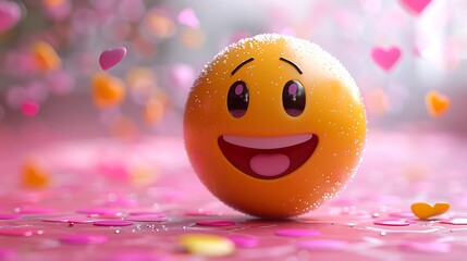 a party emoji on a festive pink background, in breathtaking 8k realism.