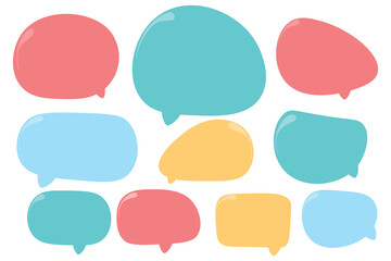 Set summer speech bubbles on white background. chat box or chat vector square and doodle message or communication icon Cloud speaking for comics and minimal message dialog