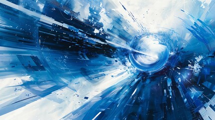 Dynamic Blue Abstract Data Stream Explosion