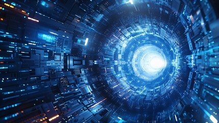 Fototapeta premium Futuristic Cybertech Data Tunnel with Light Core