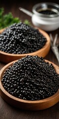 Luxurious serving of black caviar.