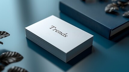 a sleek Trends card against a vibrant turquoise backdrop, exuding modernity and sophistication, in...