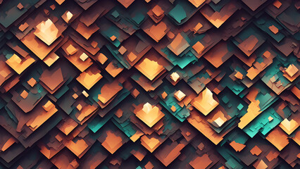 Geometric cube mosaic wallpaper with seamless digital design