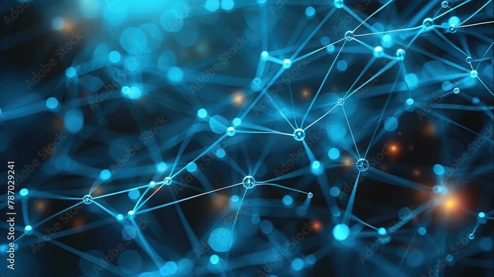 Poster Global network connections. Abstract neural networks cyberspace. Futuristic grid. top view. Generative AI.