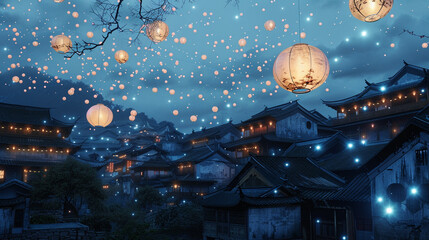 Lanterns project patterns on ancient walls, infusing heritage with a touch of digital wonder.