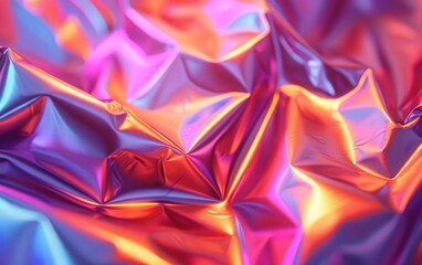 A piece of shiny, metallic fabric with a purple and pink hue