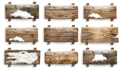 wood signs planks covered with snow blank winter