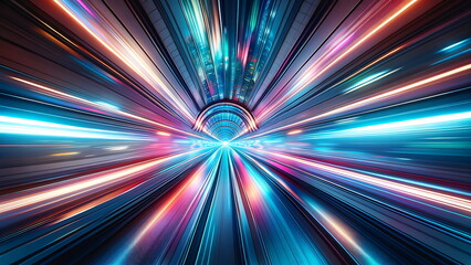 Hyper Speed Tunnel, Laser Burst Motion in blue and pink neon glow. Time travel Background