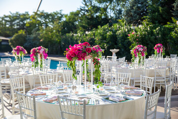 The elegant wedding table ready for guests.