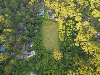 Aerial view of Browns Field in Wahroonga, Sydney, New South Wales, Australia