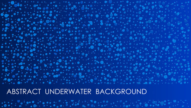 Horizontal fizzy water abstract background with blue bubbles, cover, site presentation in HD format. UI template layout for web design of internet products. Vector banner