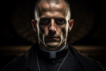 Obraz premium Generative AI picture of blessed priest praying have faith believe in God happiness