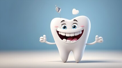 Cartoon figure with a toothy smile. White teeth idea, concepts, theme